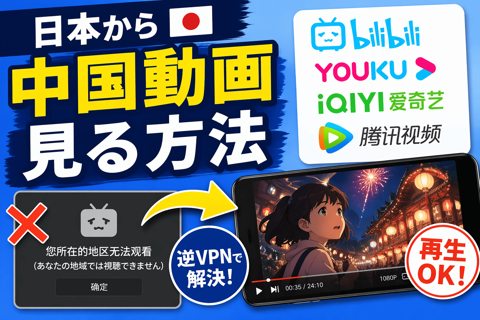 日本から中国動画を視聴